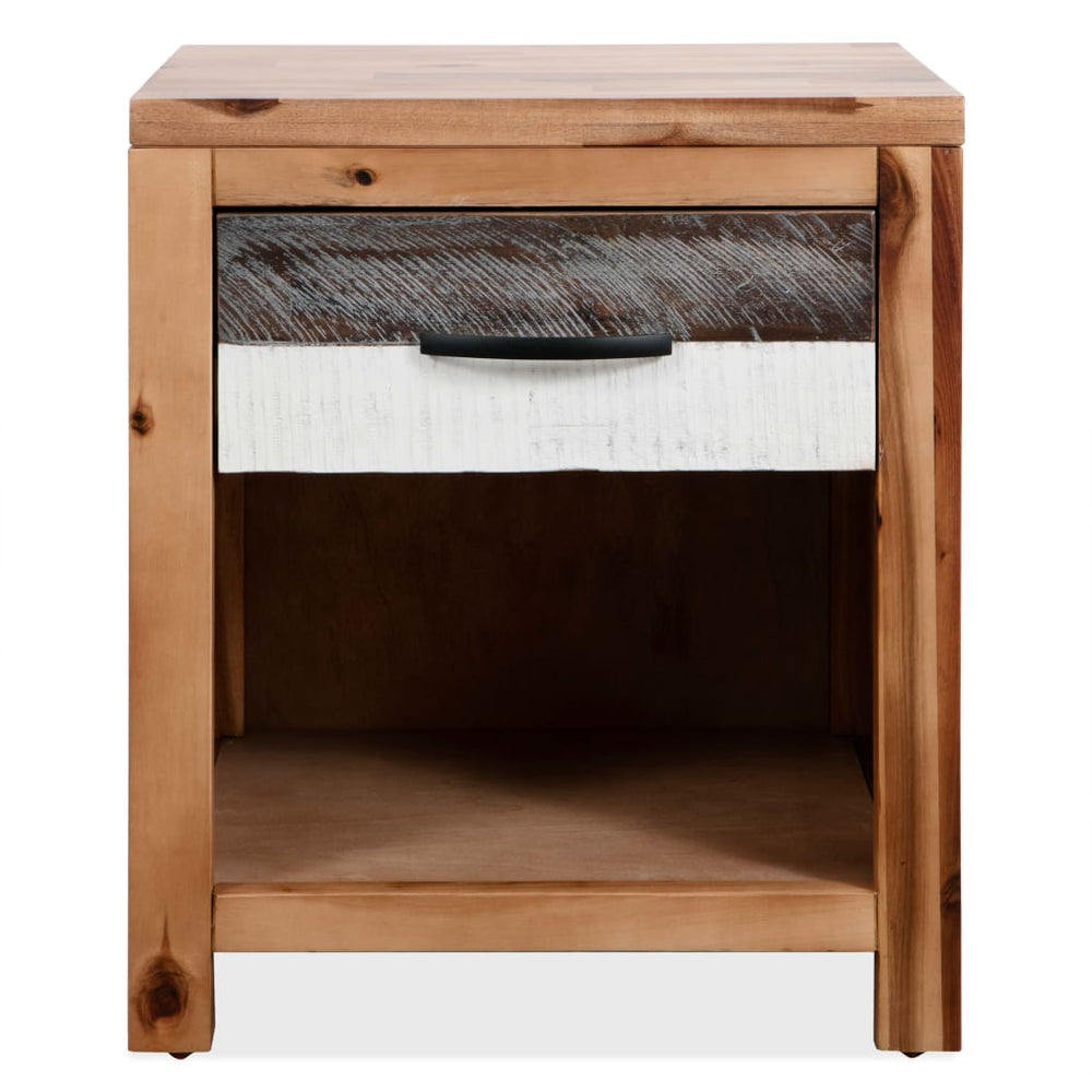 vidaXL Nightstand Bedside Table with Compartment Cabinet Solid Wood Acacia-1