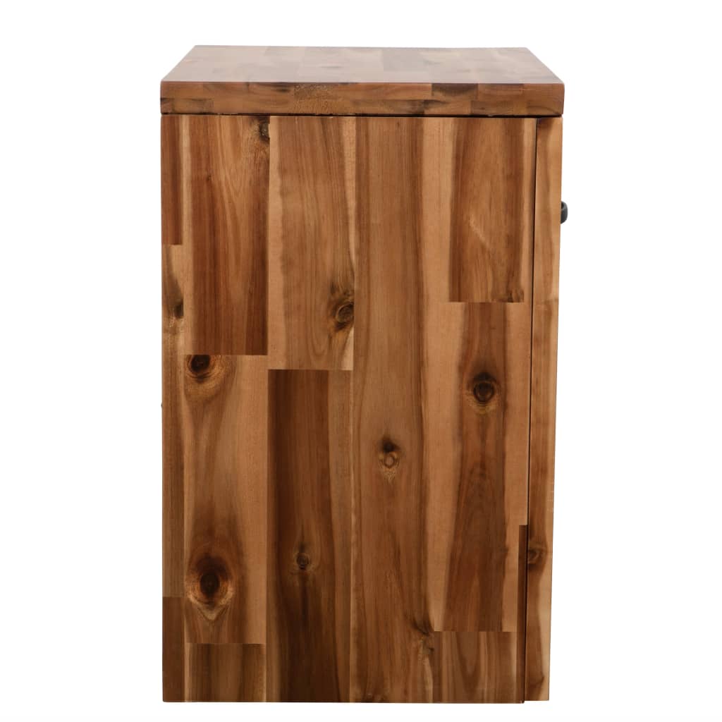vidaXL Nightstand Bedside Table with Compartment Cabinet Solid Wood Acacia-3