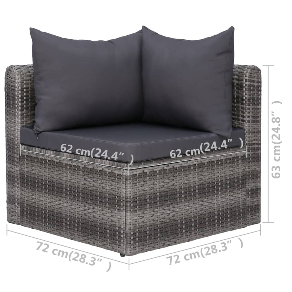 vidaXL Outdoor Sofa Couch with Cushions Patio Deck Wicker Furniture PE Rattan-10