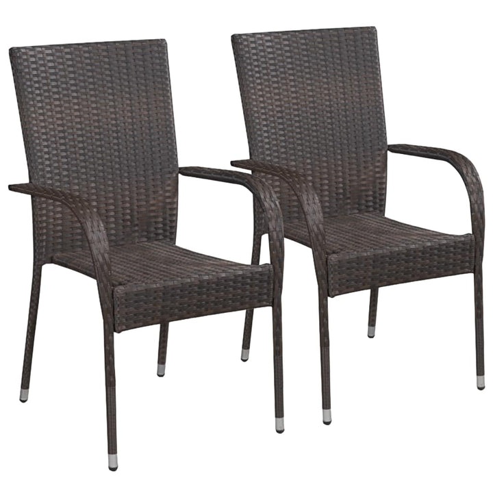 vidaXL Stackable Patio Chairs Outdoor Wicker Patio Dining Chair Poly Rattan-38
