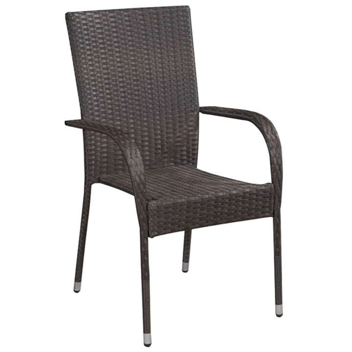 vidaXL Stackable Patio Chairs Outdoor Wicker Patio Dining Chair Poly Rattan-42