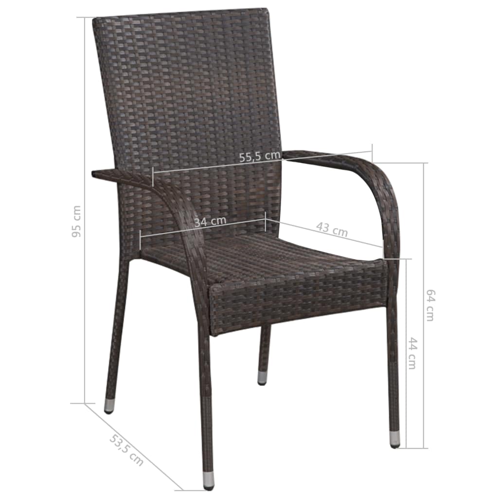 vidaXL Stackable Patio Chairs Outdoor Wicker Patio Dining Chair Poly Rattan-1