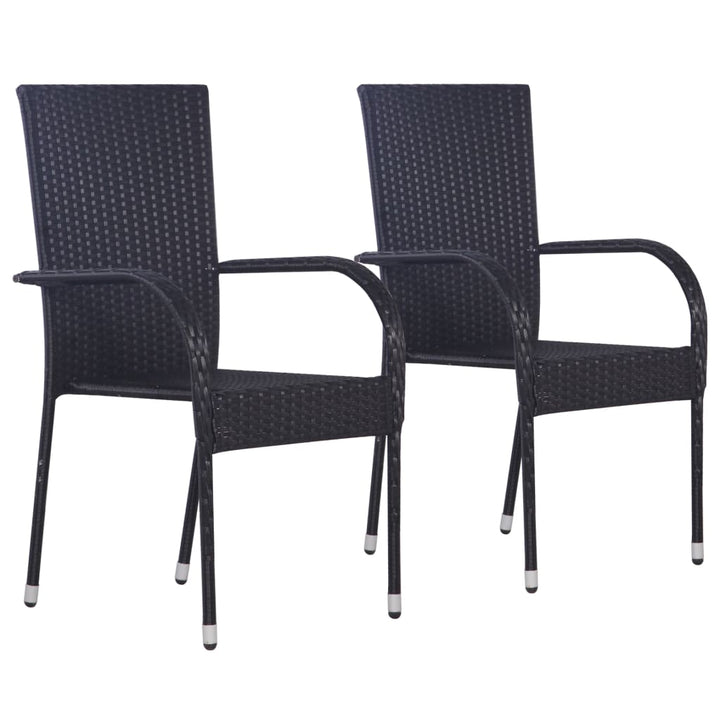 vidaXL Stackable Patio Chairs Outdoor Wicker Patio Dining Chair Poly Rattan-9