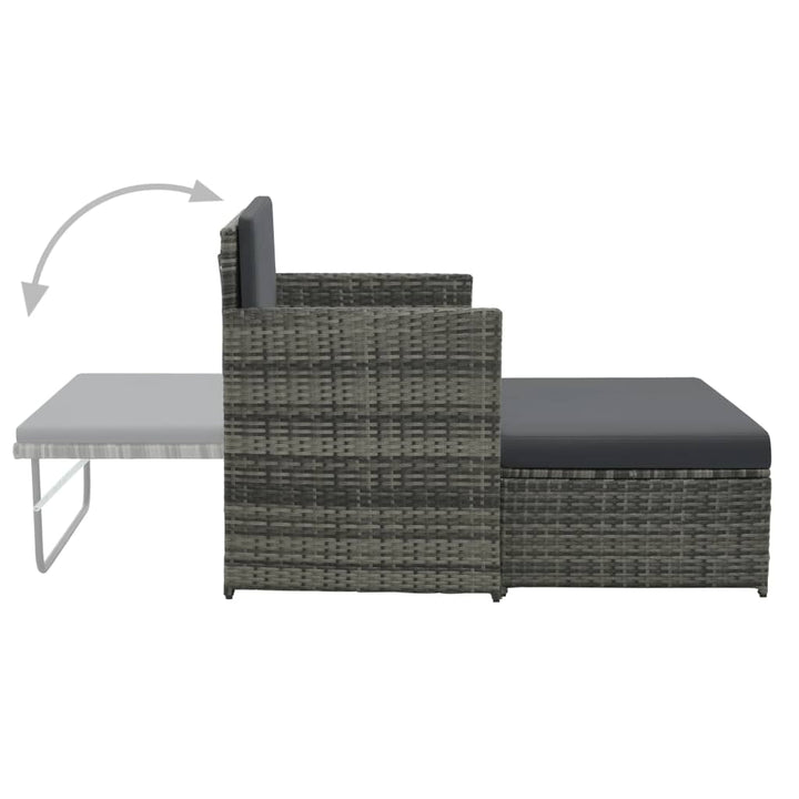 vidaXL 2 Seater Sofa Patio Deck Wicker Sleeper Sofa with Cushions PE Rattan-3