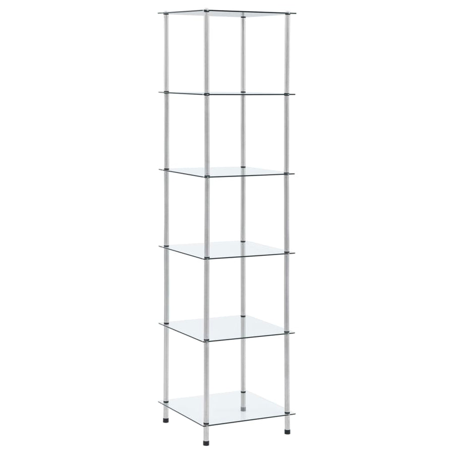 vidaXL 6-Tier Shelf Storage Shelf for Bathroom Transparent Tempered Glass-0