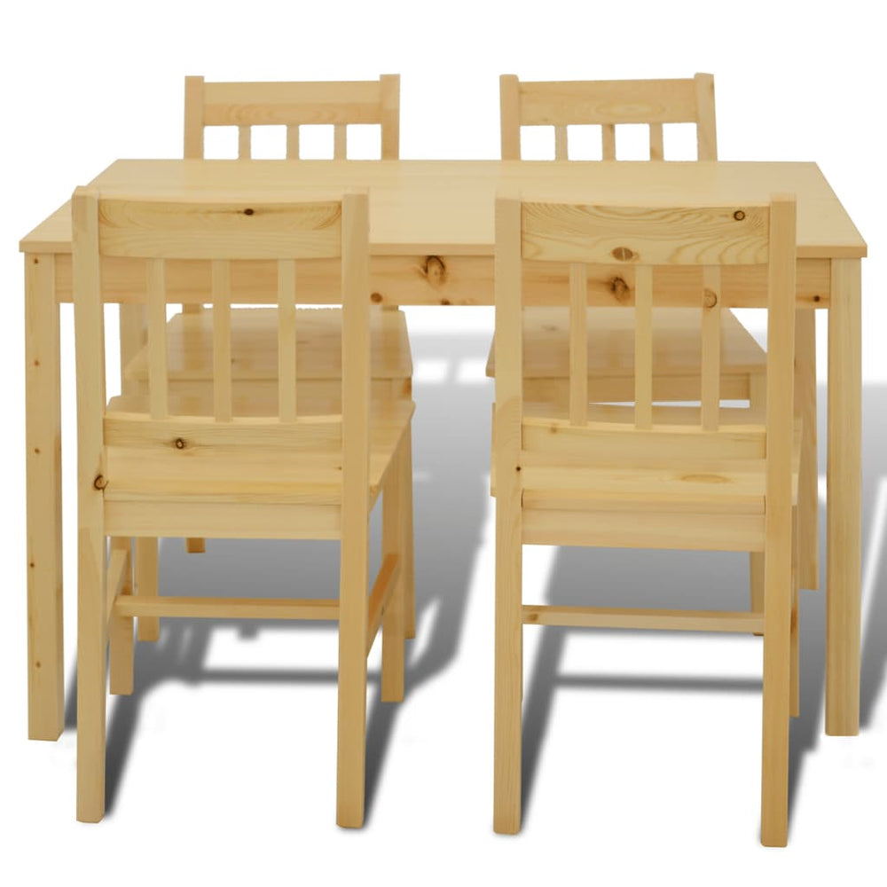 vidaXL Dining Table and Chair Dining Set Dinner Table with 4 Chairs Natural-1