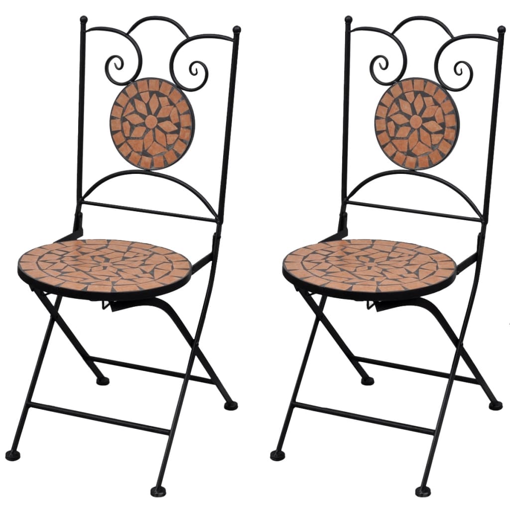 vidaXL Folding Bistro Chairs 2 Pcs Folding Outdoor Chair for Patio Ceramic-2