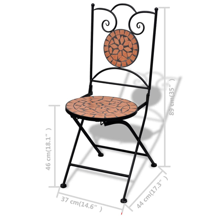vidaXL Folding Bistro Chairs 2 Pcs Folding Outdoor Chair for Patio Ceramic-3
