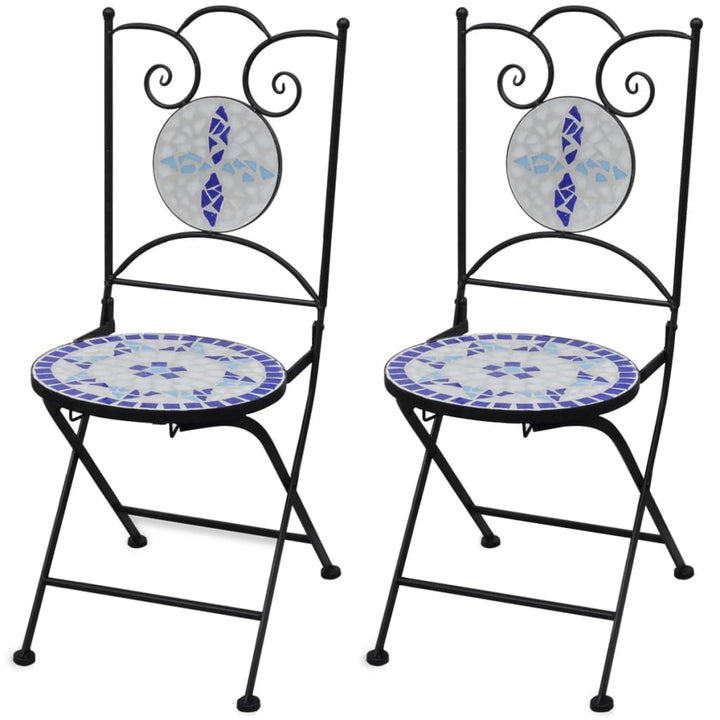 vidaXL Folding Bistro Chairs 2 Pcs Folding Outdoor Chair for Patio Ceramic-4