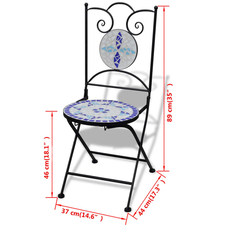 vidaXL Folding Bistro Chairs 2 Pcs Folding Outdoor Chair for Patio Ceramic-5
