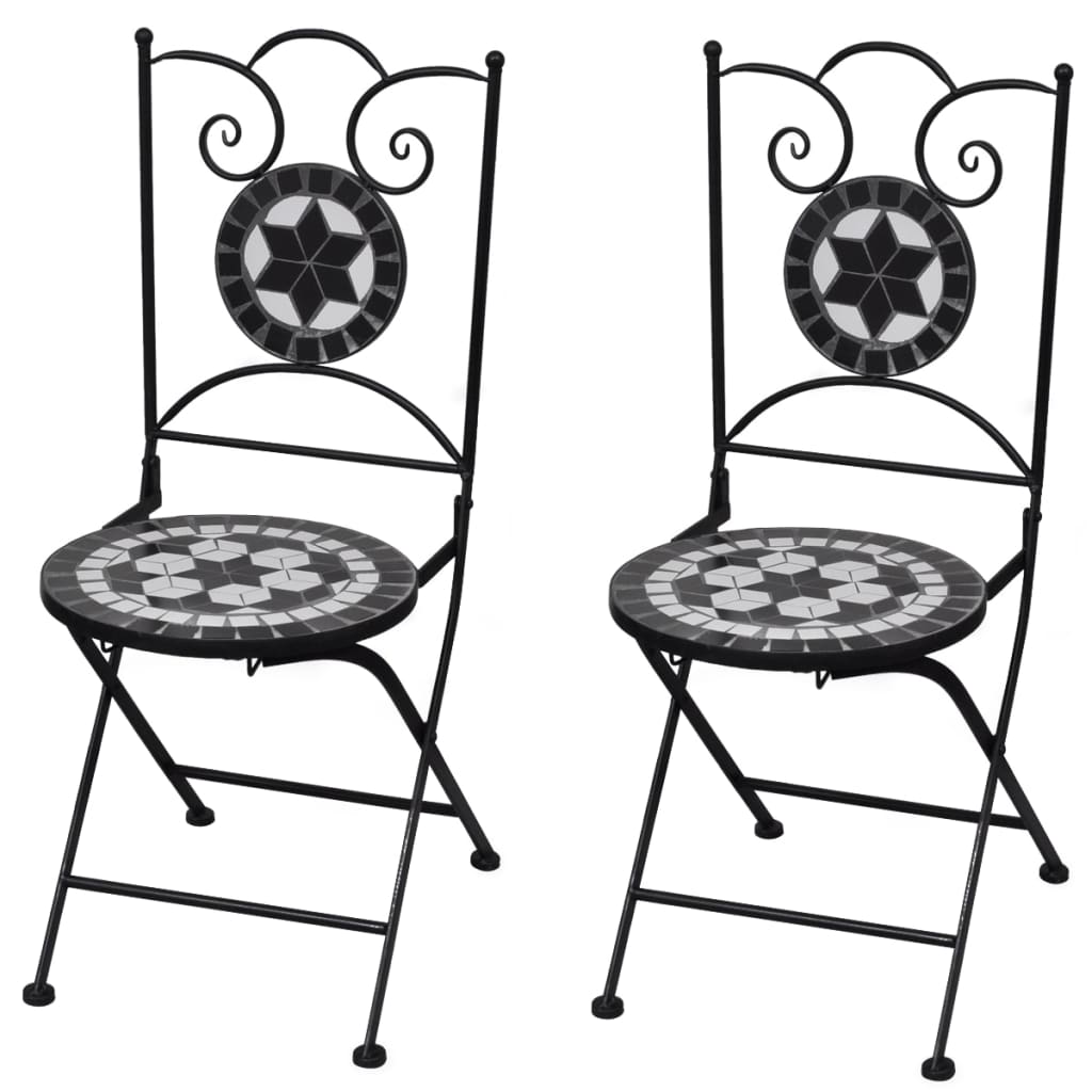 vidaXL Folding Bistro Chairs 2 Pcs Folding Outdoor Chair for Patio Ceramic-6
