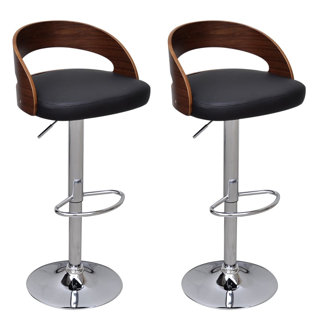 vidaXL Bar Stools Counter Chair with Footrest for Dining Room 2 Pcs Bent Wood-22