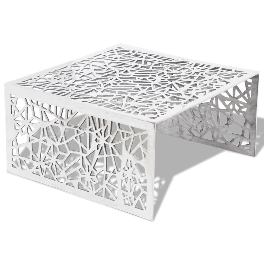 vidaXL Coffee Table Silver Geometric Openwork Design Aluminum-1