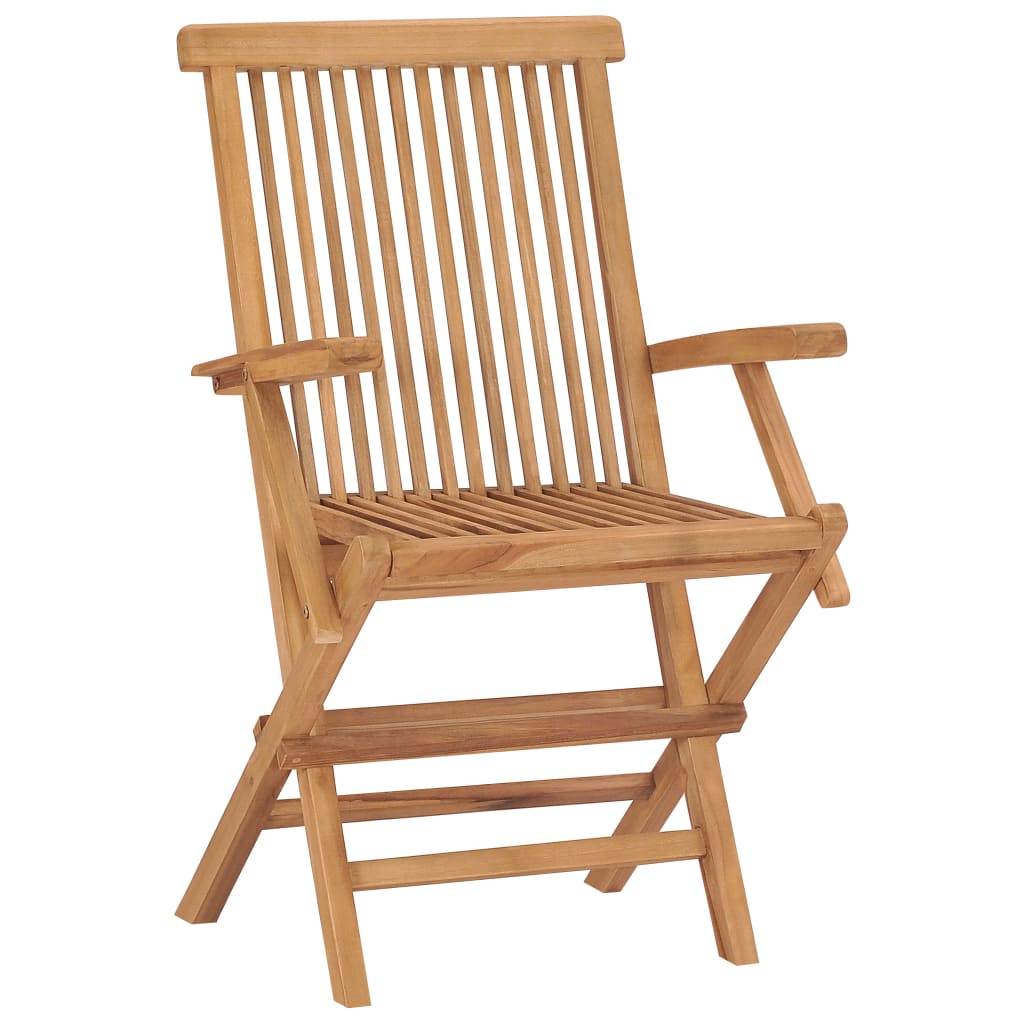 vidaXL Patio Chairs Outdoor Bistro Folding Chair with Armrest Solid Wood Teak-12