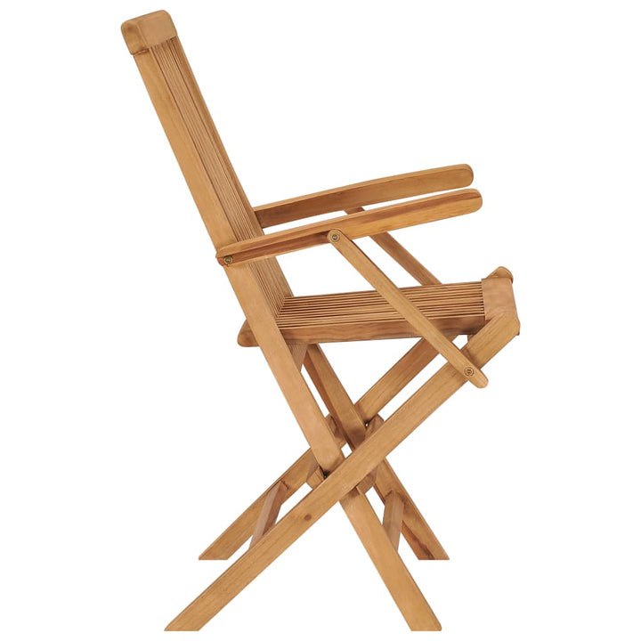 vidaXL Patio Chairs Outdoor Bistro Folding Chair with Armrest Solid Wood Teak-24