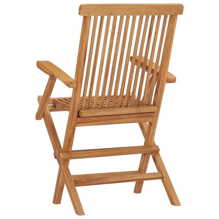 vidaXL Patio Chairs Outdoor Bistro Folding Chair with Armrest Solid Wood Teak-27