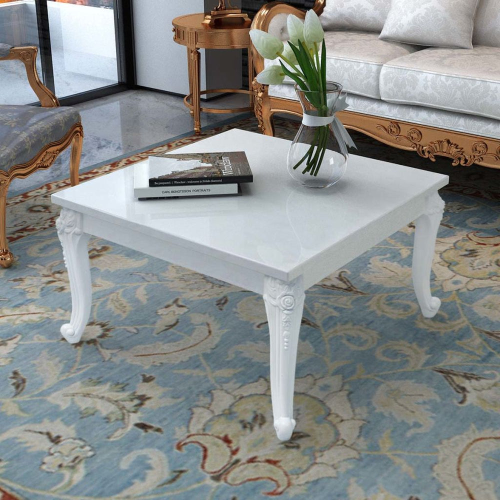 vidaXL Coffee Table End Table with Plastic Legs Side Table High Gloss White-1