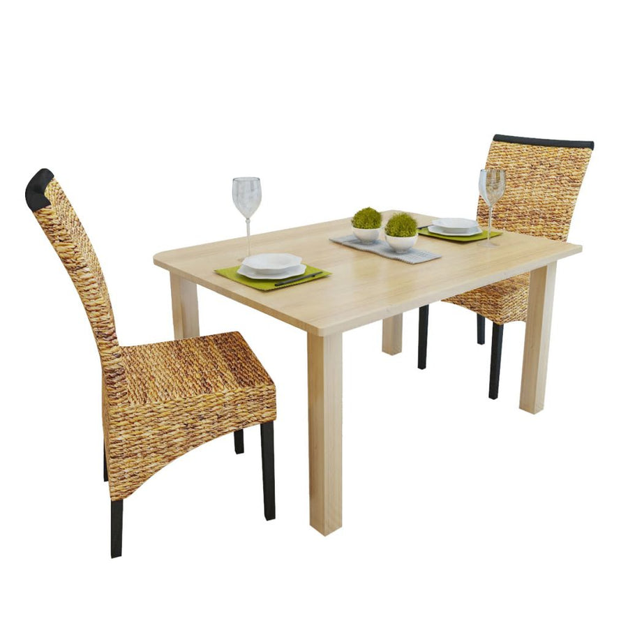 vidaXL Dining Chairs Kitchen Dining Room Furniture Abaca and Solid Mango Wood-0