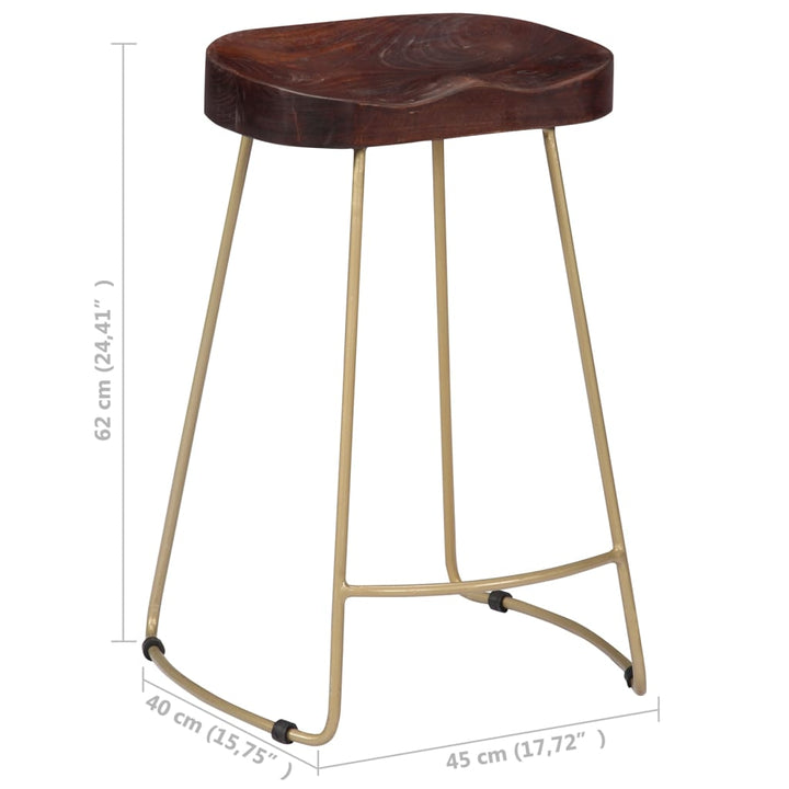 vidaXL Bar Stool Bar Seat Counter Height Island Stool for Pub Solid Mango Wood-3