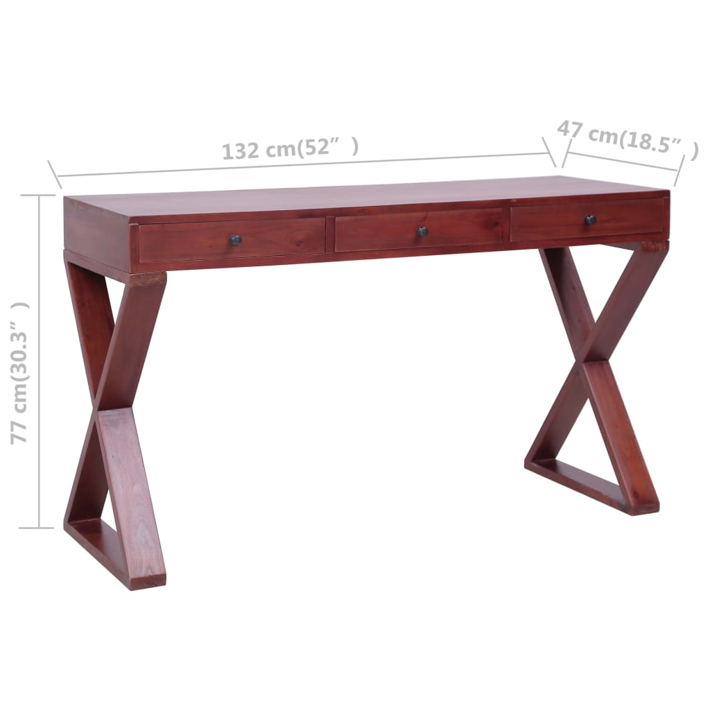 vidaXL Computer Desk Study Writing Desk Home Office Table Solid Wood Mahogany-14