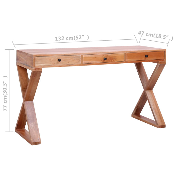 vidaXL Computer Desk Study Writing Desk Home Office Table Solid Wood Mahogany-22