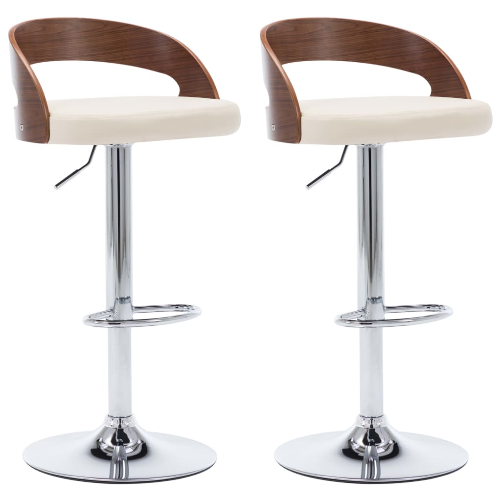vidaXL Bar Stools Counter Chair with Footrest for Dining Room 2 Pcs Bent Wood-30