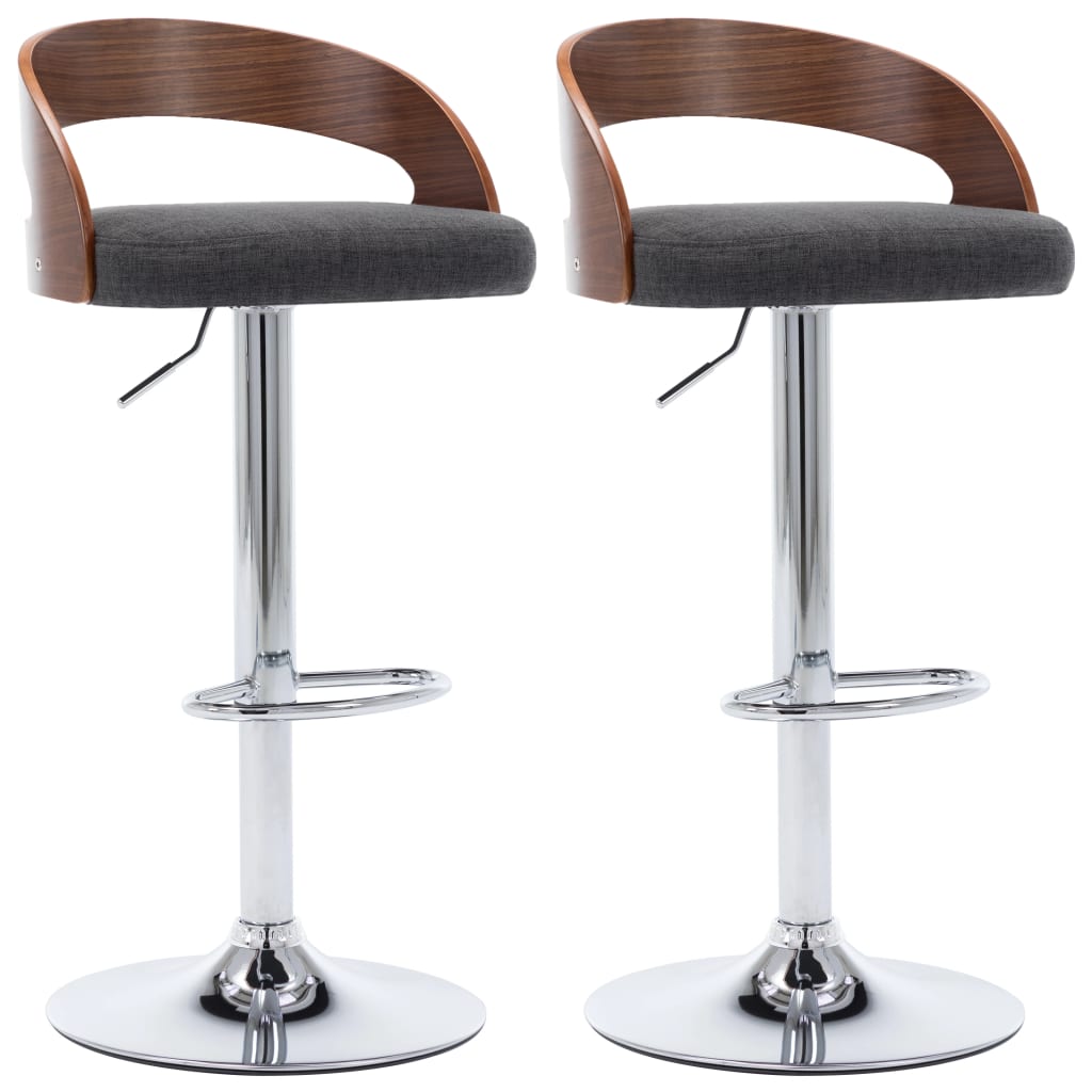vidaXL Bar Stools Counter Chair with Footrest for Dining Room 2 Pcs Bent Wood-16