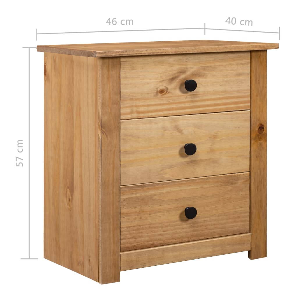 vidaXL Nightstand with 3 Drawers Storage Bedside Table Pinewood Panama Range-4