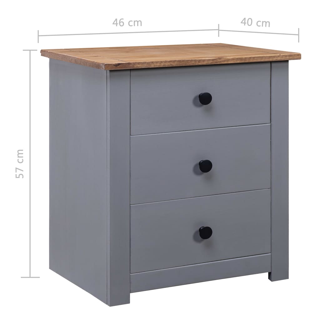 vidaXL Nightstand with 3 Drawers Storage Bedside Table Pinewood Panama Range-18