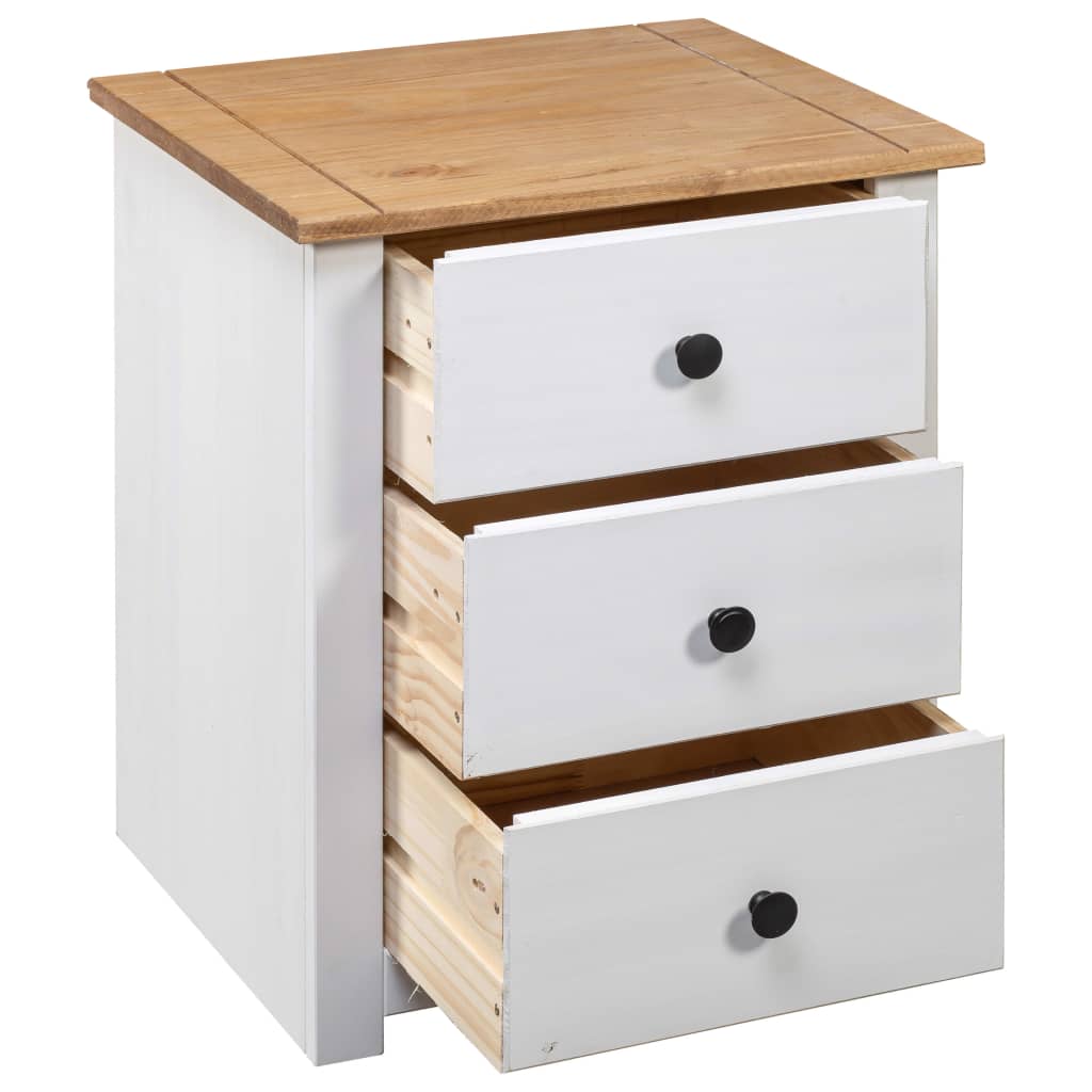 vidaXL Nightstand with 3 Drawers Storage Bedside Table Pinewood Panama Range-10