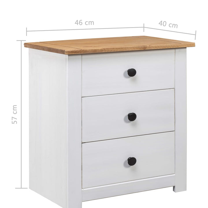 vidaXL Nightstand with 3 Drawers Storage Bedside Table Pinewood Panama Range-16