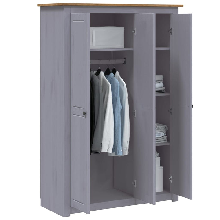 vidaXL Wardrobe Bedroom Clothes Storage Organizer Closet Pine Panama Range-36