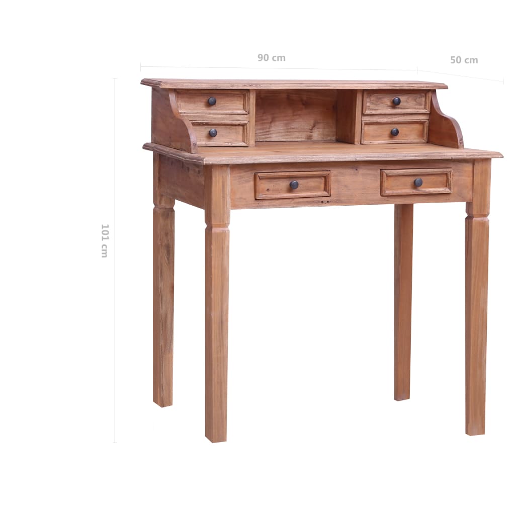 vidaXL Writing Desk with Drawers Computer Desk for Office Solid Reclaimed Wood-9
