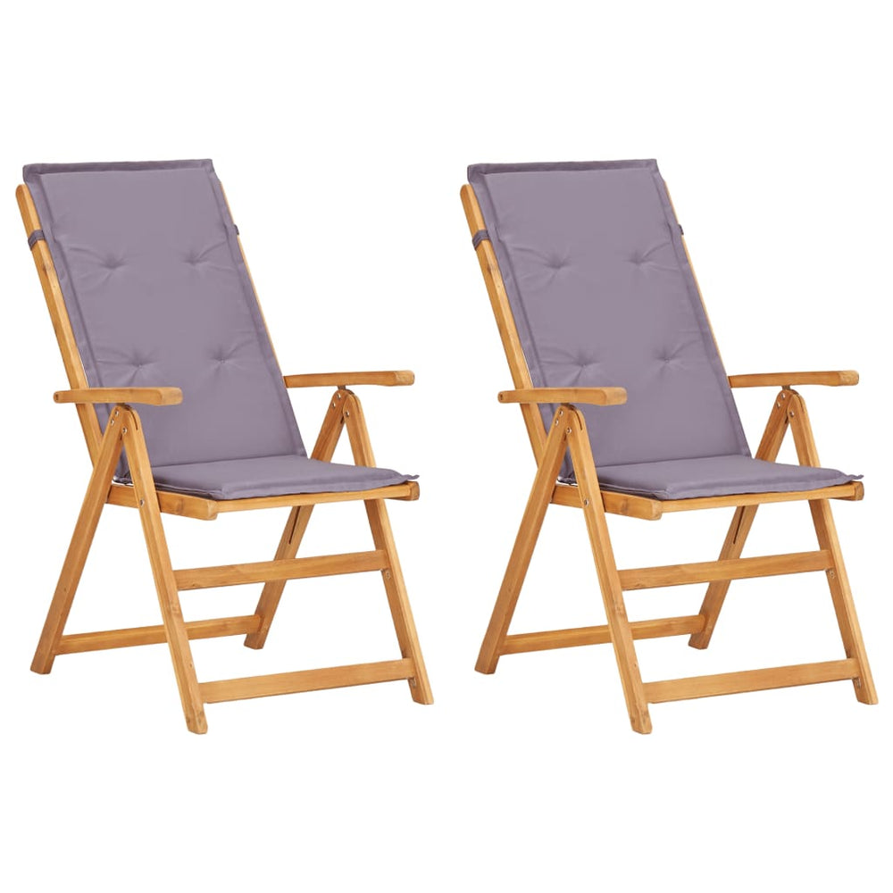 vidaXL Outdoor Recliner Chairs 2 Pcs Patio Reclining Chair Solid Wood Acacia-1