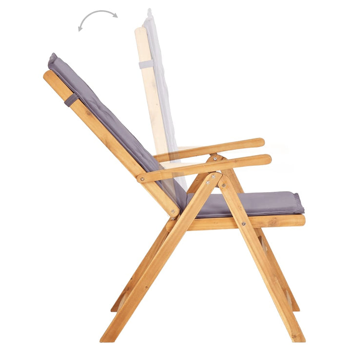 vidaXL Outdoor Recliner Chairs 2 Pcs Patio Reclining Chair Solid Wood Acacia-3
