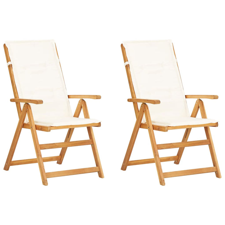 vidaXL Outdoor Recliner Chairs 2 Pcs Patio Reclining Chair Solid Wood Acacia-4