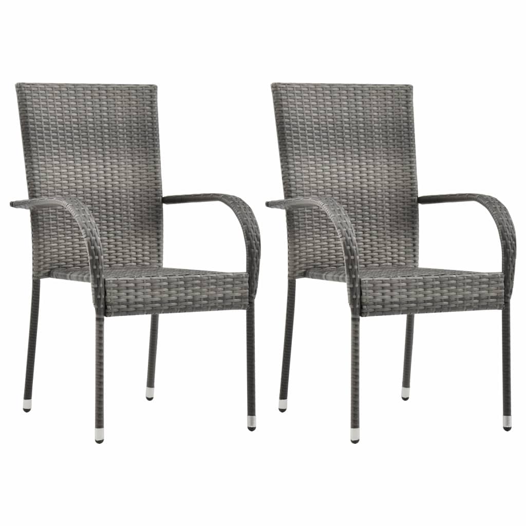 vidaXL Stackable Patio Chairs Outdoor Wicker Patio Dining Chair Poly Rattan-24
