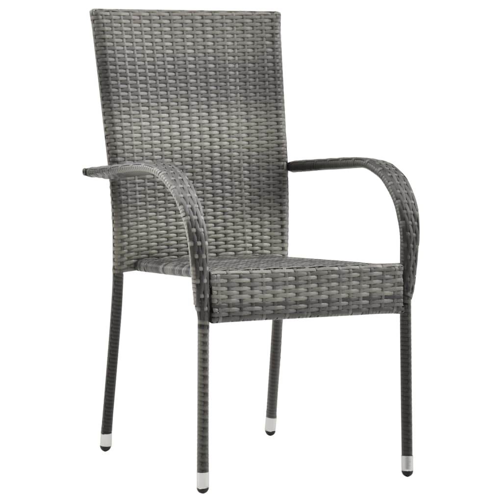 vidaXL Stackable Patio Chairs Outdoor Wicker Patio Dining Chair Poly Rattan-29