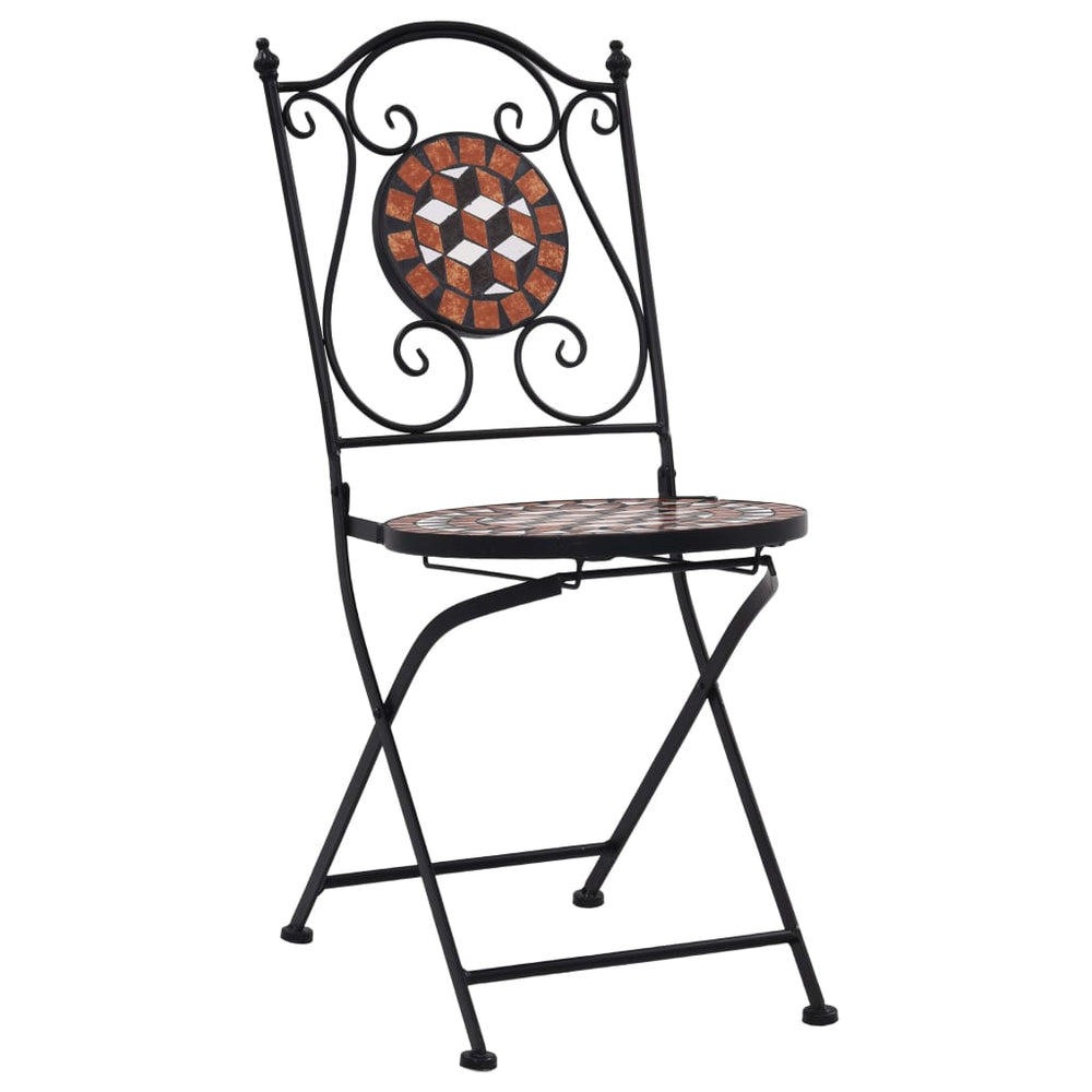 vidaXL Folding Bistro Chairs 2 Pcs Mosaic Bistro Outdoor Patio Chair Ceramic-1