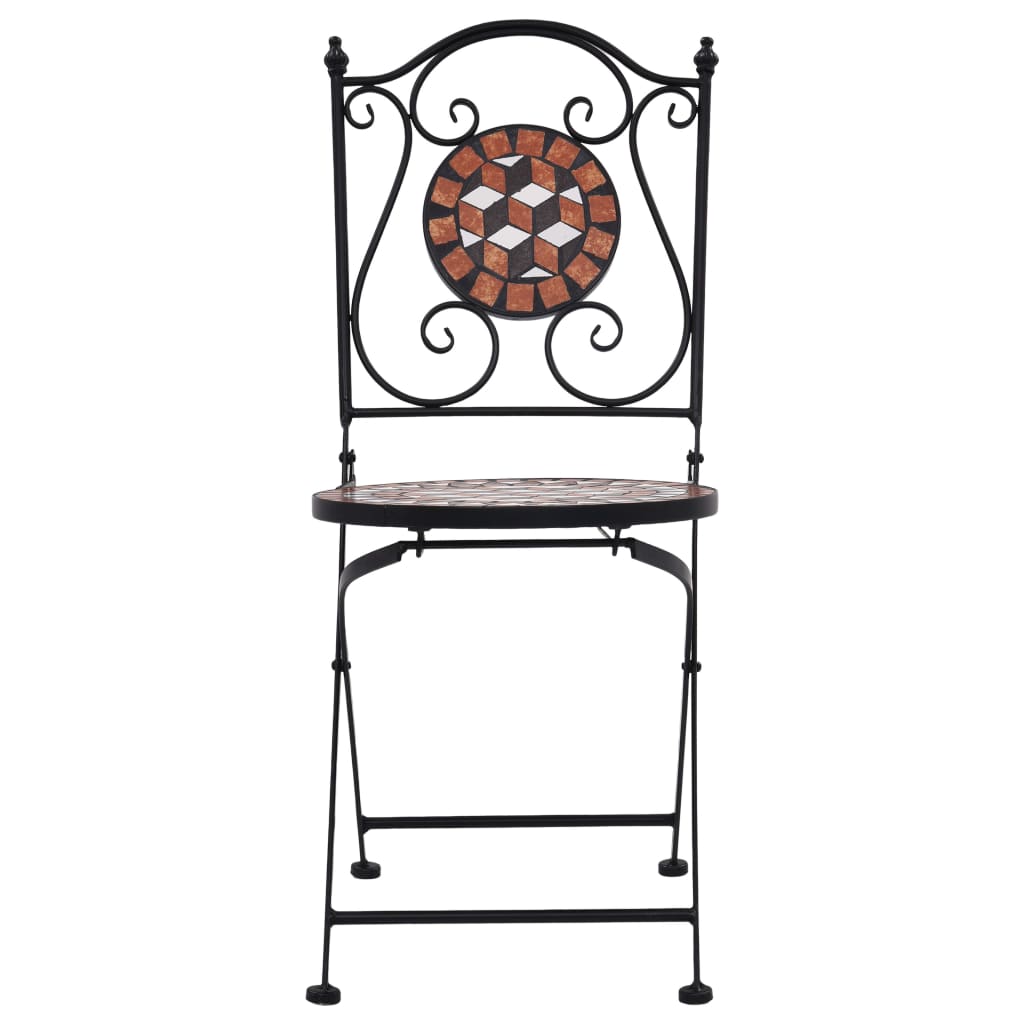 vidaXL Folding Bistro Chairs 2 Pcs Mosaic Bistro Outdoor Patio Chair Ceramic-3