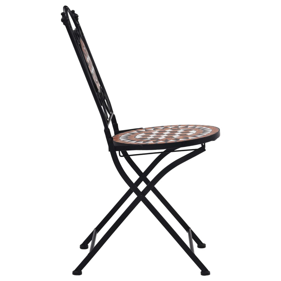 vidaXL Folding Bistro Chairs 2 Pcs Mosaic Bistro Outdoor Patio Chair Ceramic-0