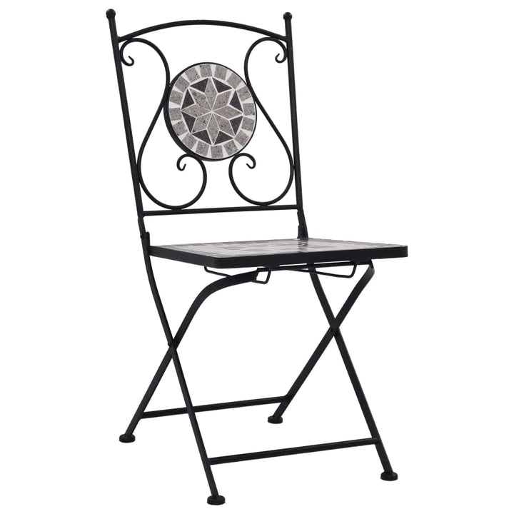 vidaXL Folding Bistro Chairs 2 Pcs Mosaic Bistro Outdoor Patio Chair Ceramic-7