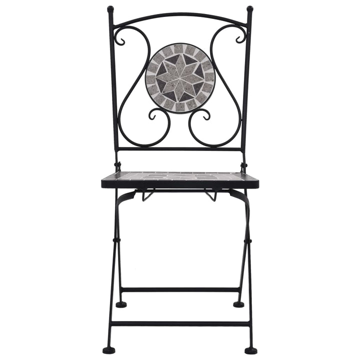 vidaXL Folding Bistro Chairs 2 Pcs Mosaic Bistro Outdoor Patio Chair Ceramic-9