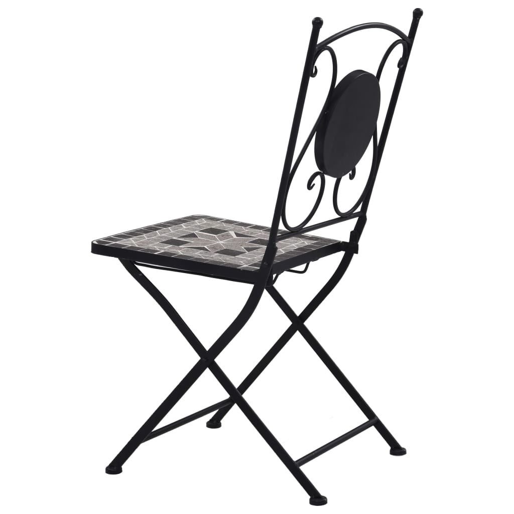 vidaXL Folding Bistro Chairs 2 Pcs Mosaic Bistro Outdoor Patio Chair Ceramic-2