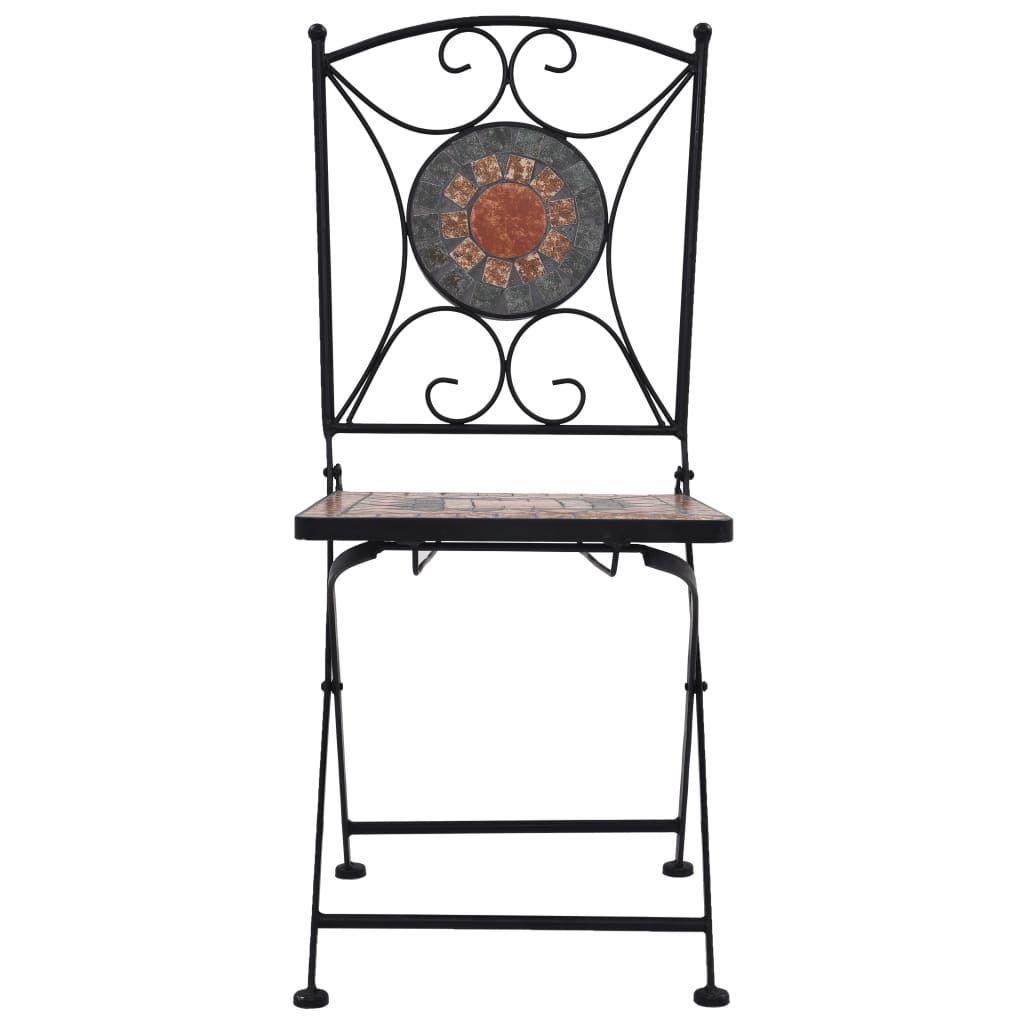 vidaXL Folding Bistro Chairs 2 Pcs Mosaic Bistro Outdoor Patio Chair Ceramic-13