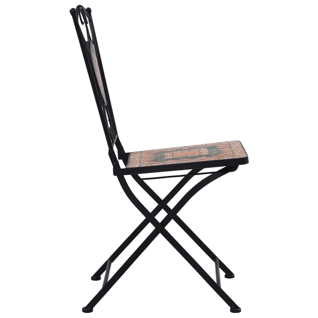vidaXL Folding Bistro Chairs 2 Pcs Mosaic Bistro Outdoor Patio Chair Ceramic-6