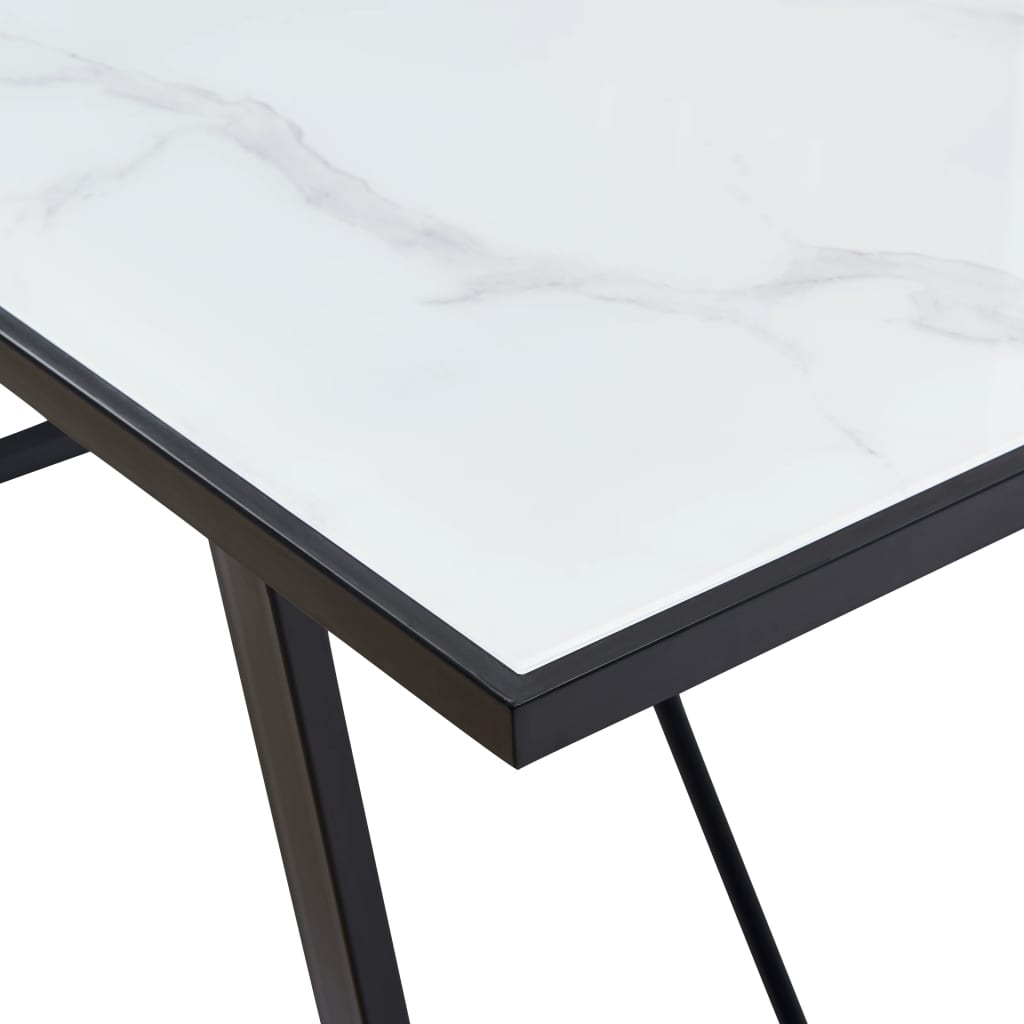 vidaXL Dining Table Kitchen Table Home Dining Room Table White Tempered Glass-18