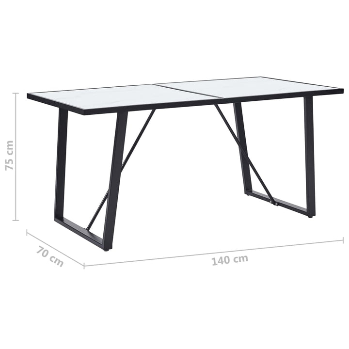 vidaXL Dining Table Kitchen Table Home Dining Room Table White Tempered Glass-7