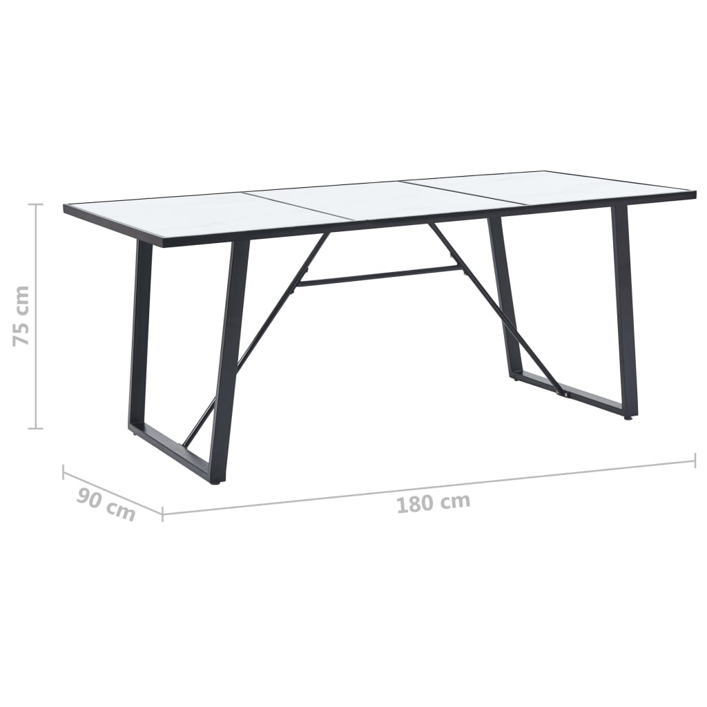 vidaXL Dining Table Kitchen Table Home Dining Room Table White Tempered Glass-12