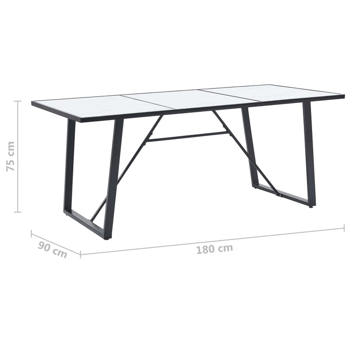 vidaXL Dining Table Kitchen Table Home Dining Room Table White Tempered Glass-21
